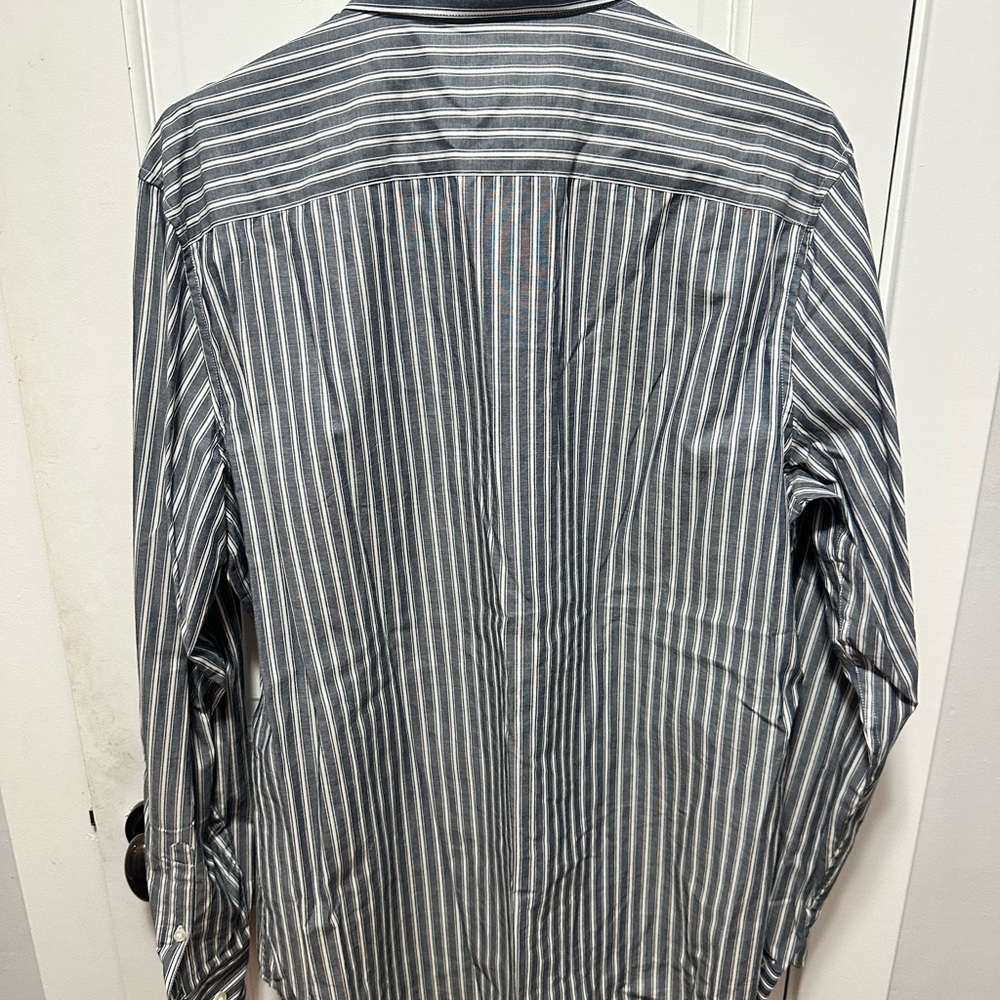 Claiborne Men's Black and White Striped Button Down Shirt - Picture 4 of 4